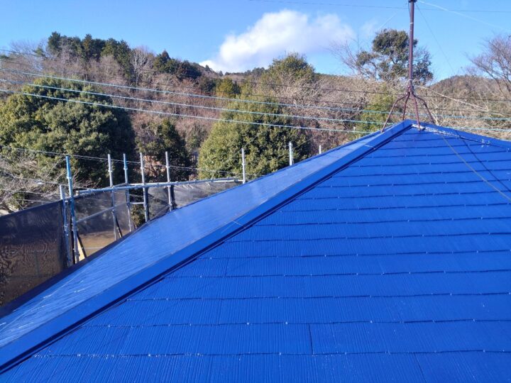 茨城県日立市/無機ハイブリットコートJY-IR(75-20L･ラピスラズリ)を使って屋根塗装工事